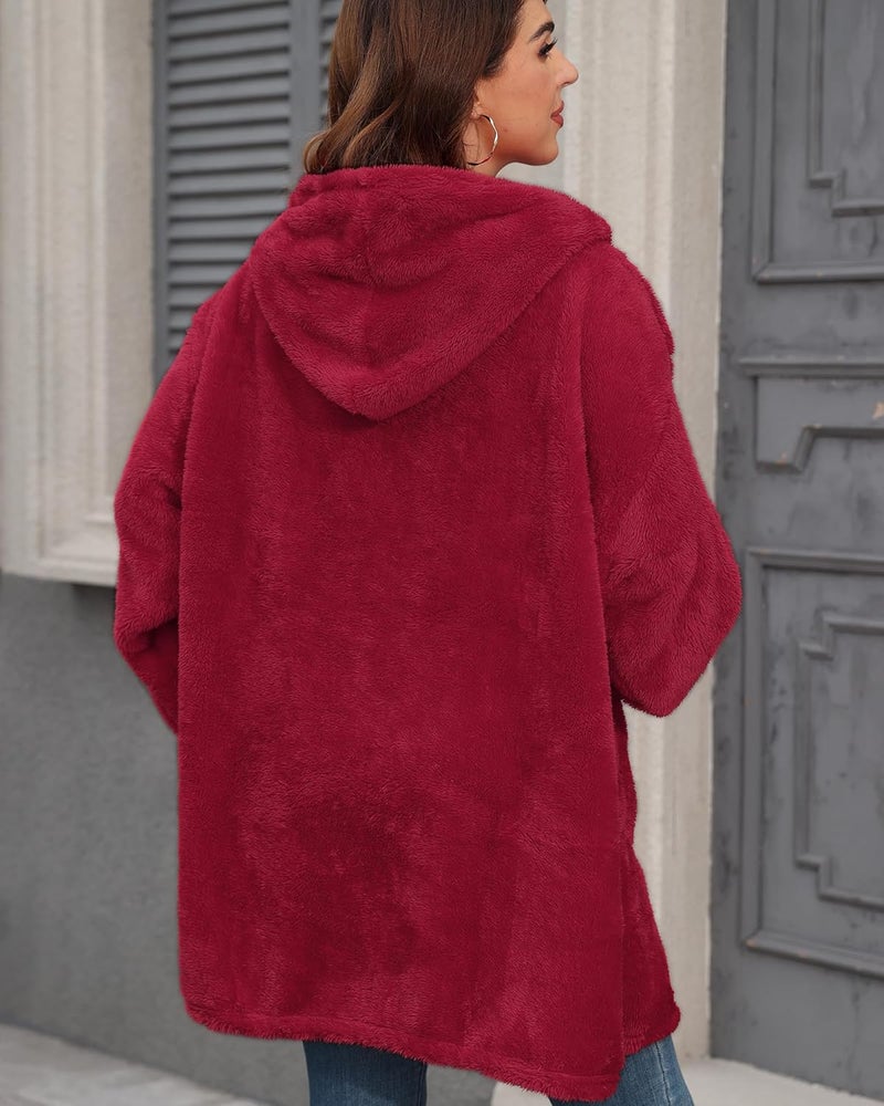 Argstar Hooded Cardigan for Women and Men, Oversized Sweatshirt Fuzzy Fleece Blanket Hoodie Jacket - One Size Fits All - Image 4